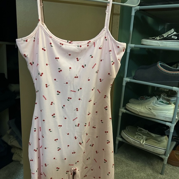 SHEIN Pink Cherry Print Chemise - Picture 7 of 7